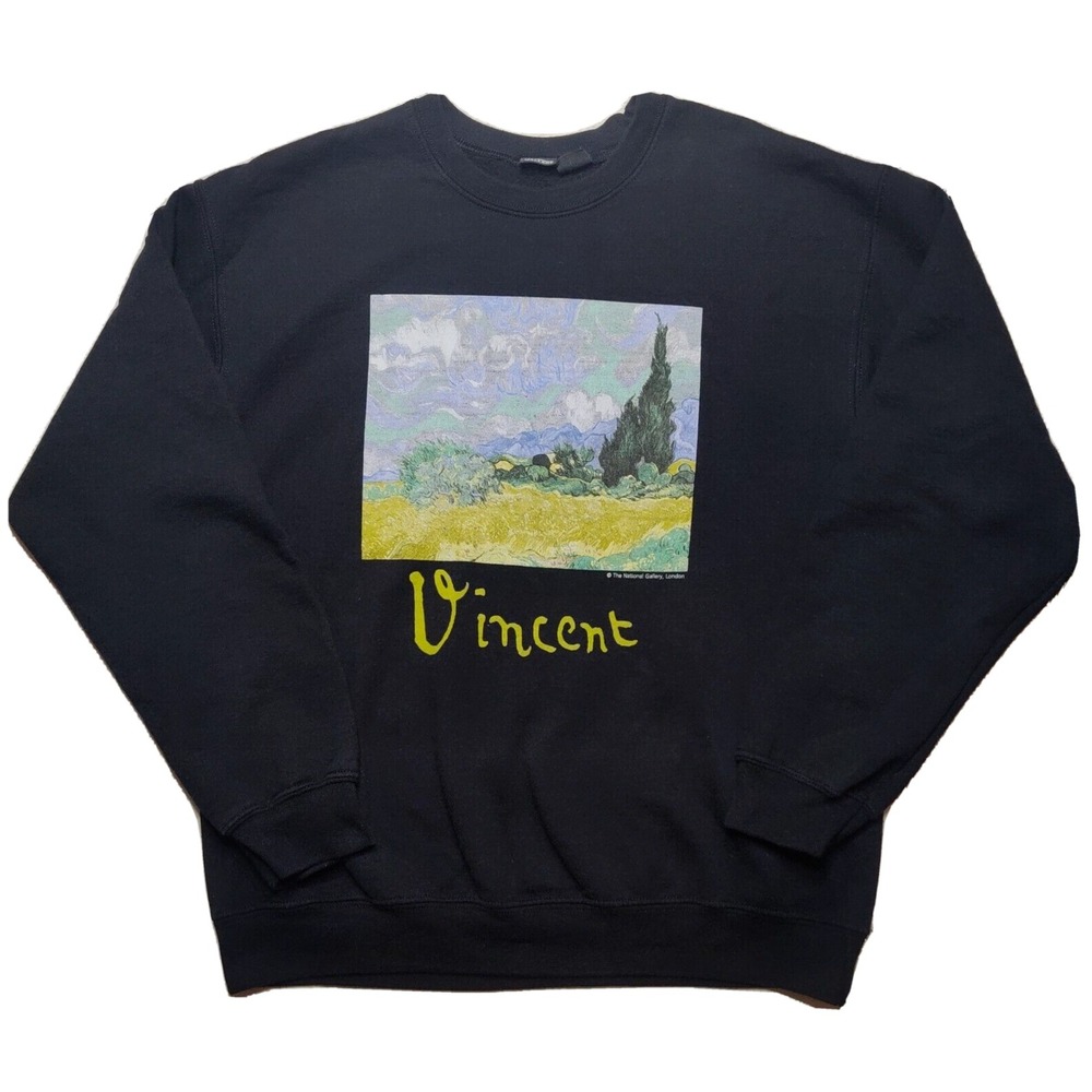 VTG NATIONAL GALLERY LONDON VINCENT VAN GOGH A Wheatfield Men Small Sweatshirt